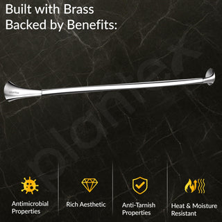Plantex Smero Pure Brass Towel Hanger for Bathroom/Single Towel Rod/Towel Bar/Bathroom Accessories - Craft (24 Inch-Chrome)