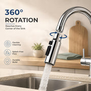 Plantex Tap Extension for Kitchen Sink/360° Swivel Kitchen Sink Faucet Aerator/3 Anti-Splash Modes Sprayer/Upto 70% Water Saving - Pack of 1 (Chrome)