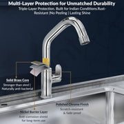 Plantex Pure Brass Sink Tap for Kitchen Basin with Water Saving Aerator/Kitchen Sink Tap with 360° Swivel Spout- 7 Year Warranty (ORN-213-Chrome)