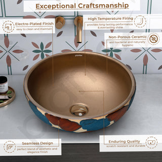 Plantex Ceramic Countertop Wash Basin/Basin for Bathroom/Designer Basin for Home/Office/Restaurant (Bronze - 16.5 x 16.5 x 6 Inch)