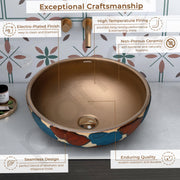 Plantex Ceramic Countertop Wash Basin/Basin for Bathroom/Designer Basin for Home/Office/Restaurant (Bronze - 16.5 x 16.5 x 6 Inch)
