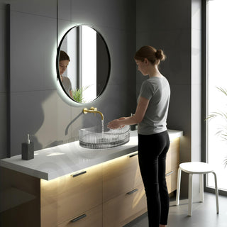 Plantex Transparent Glass Basin for Bathroom/Tabletop Round Wash Basin/Luxury Countertop Basin for Home/Office/Hotel (Somky - 15x15x5 inch)