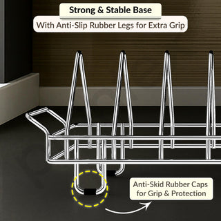 Plantex Stainless Steel Plate Stand for Kitchen Cabinet/Dish Organizer for Kitchen/8 Slot Plate Rack Holder-(Size-4 inches, Slot- 8, Pack of 1)