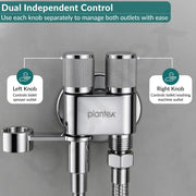 Plantex 2 Way Angle Cock/Stainless Steel Double Outlet Water Valve/Bathroom & Kitchen Tap Connector/Water Faucet - Pack of 1 (Chrome, APS-N-7)