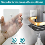 Plantex Self Adhesive Bathroom Shelf/Bathroom Shelf for Wall Adhesive/Aluminium Wall Mounted Rack for Kitchen with Golden Railing and Magic Stickers-(12x5 inches, Gold & Black)