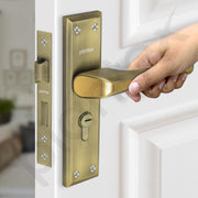 Plantex Heavy-Duty Door Lock Set - Main Door Lock Plate Handle Set/6-Lever Mechanism Mortise Locks with 3 Keys/Brass Locks Body & Cylinder (PTP-012- Brass Antique & Gold)