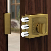 Plantex Heavy Duty Tri Bolt Keypad Lock with Key & Knob for Main Door/Suitable on Single Door for Home,Office,Hotel (Brass Antique)