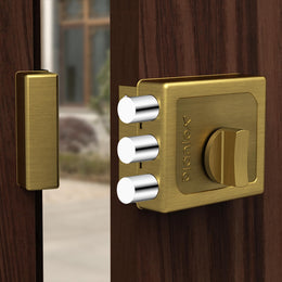 Plantex Heavy Duty Tri Bolt Keypad Lock with Key & Knob for Main Door/Suitable on Single Door for Home,Office,Hotel (Brass Antique)