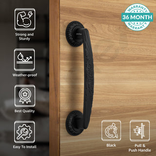 Plantex 10 Inch Main Door Handle for Wooden Doors - Pull-Push Handle Accessories (Pack of 1, Black)