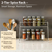 Plantex Heavy Duty Stainless Steel 2-Tier Countertop/Tabletop Kitchen Rack/Storage Shelf/Spice Jar Rack/Multipurpose Storage Rack For Kitchen (Chrome-Tiered Shelf)