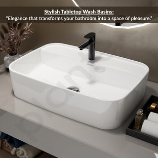 Plantex Ceramic Washbasin/Tabletop Wash Basin/Wash Basin for Bathroom/Home/Office/Hotels (White - 24 x 15.5 x 6 Inch)