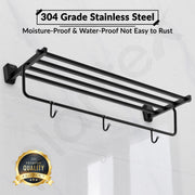 Plantex Towel Rack for Bathroom/304 Grade Stainless Steel Towel Stand/24 Inch Towel Hanger/Towel Holder/Bathroom Accessories - Pack of 1 (PMB-2401, Z-Black)