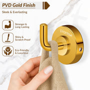Plantex 304 Grade Stainless Steel Robe Hook/Cloth-Towel Hanger/Napkin Hanger/Bathroom Accessories Pack of 1, Daizy (Golden)