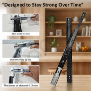 Plantex 16 Inch Soft Close Drawer Channel/Regular Close Ball Bearing Slider Drawer Channel for Home, Kitchen & Wardrobe/Telescopic Channel for Drawer - Pair of 1 (Black)