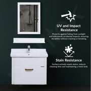Plantex Unbreakable Wall Mount Vanity Cabinet & Washbasin Set/Washbasin with Cabinet/Basin Cabinet for Bathroom with Mirror & Shelf (White) Glass, Ceramic and HPP