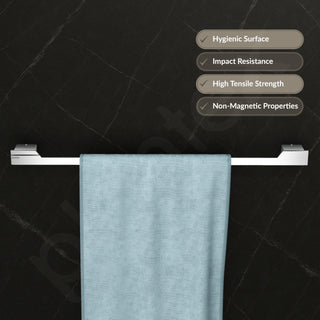 Plantex Towel Rod for Bathroom/304 Grade Stainless Steel Towel Hanger/24 inch Towel Holder/Bathroom Accessories - Pack of 1 (Tesla - 2704, Chrome)