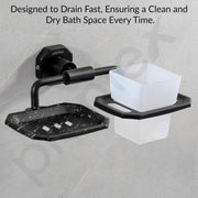 Plantex 304 Grade Stainless Steel 2in1 Soap Dish with Tumbler Holder/Soap Stand/Tooth Brush Holder/Bathroom Accessories - Nipron (Black)