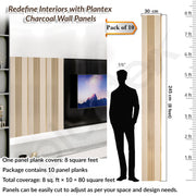 Plantex Louvers Panel for Wall/8 Feet Wall Panels/3D Charcoal Panel for Interior Walls DÃ©cor - Pack of 10 Covers - 80 Sq. Ft, Size-1 Feet x 8 Feet (YD-1203)