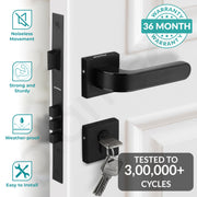 Plantex Main Door Lock/Mortise Lock for Door with 3 Years of Warranty - Robust Door Lock for Home with Brass Lock Body & Cylinder(7068 - DC-Black & Z-Black)
