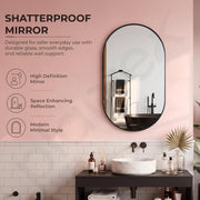 Plantex Aluminium Frame Mirror for Bathroom/Wall Mount Capsule Mirror for Bedroom/Dressing Room/Living Room/Entryway - (Black, 18x30 Inch)