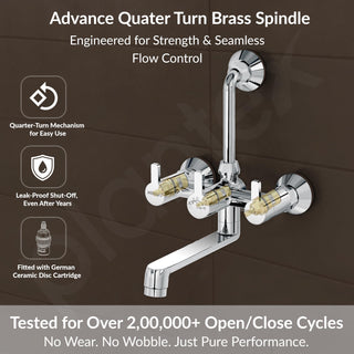 Plantex Brass Wall Mixer for Bathroom with L-Bend Connector for Overhead Shower/Mixer Tap/Wall Mixer for Bathroom 2 in 1 with 7 Year Manufacturer's Warranty(FLO-818-Chrome)