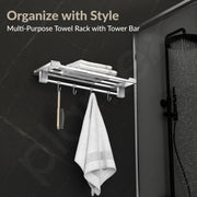 Plantex Towel Rack for Bathroom/304 Grade Stainless Steel Towel Bar/24 Inch Towel Hanger/Towel Stand/Bathroom Accessories - Pack of 1 (Tesla - 2706, Chrome)