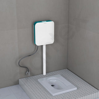 Plantex Flush Tank for Toilet with 7 LTR Water Capacity/Slim & Dual Tone Polypropylene Commode Flush Tank with Internal Accessories - Pack of 1 (Ocean Green & White)