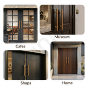 Plantex 12 Inch Main Door Handle/Stainless Steel & Wooden Door Handle/Pull-Push Handle for Door/Office & Hotel - Pack of 1 (DTMD-428, Gold & Wood)
