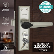 Plantex Heavy-Duty Main Door Lock Set/Door Handle Lock/6-Lever Lock Mechanism Mortise Lock with 3 Keys/Brass Lock Body & Cylinder (PTP-07, Satin & Black)