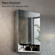 Plantex Premium 304 Stainless Steel Bathroom Mirror Cabinet with Lower Shelf/Bathroom Organiser/Bathroom Mirror with Storage/Bathroom Shelf with Mirror/Bathroom Accessories (20x32 Inch-Chrome)