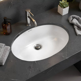 Plantex Under Mount Basin for Bathroom/Undercounter Ceramic Wash Basin with 10 Years Glaze Warranty by Plantex/Basin for Home/Hotel (22.5x17x4.5 Inch - White-Zola)