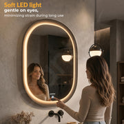 Plantex Resin Frame LED Bathroom Mirror/Designer Mirror for Living Room/Bathroom Mirror with LED Light/Dressing Room - Capsule Shape (Black, 32 x 24 Inch)