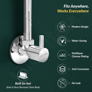 Plantex Single Lever Angle Cocke for Bathroom with Brass Spindle/Angle Valve with Wall Flange and Teflon Tape/Stop Cock for Wash Basin/Kitchen- Pack of 8 (Chrome)