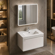 Plantex Wall Mount Vanity Cabinet with Washbasin and Mirror/Rectangular Basin with Cabinet for Bathroom - (Gizmo - 800, White)