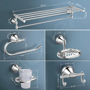 Plantex 304 Grade Stainless Steel Bathroom Accessories Set of 5 - Towel Stand/Napking Ring/Soap Holder/Toothbrush Stand/Robe Hanger - Niko (Chrome)