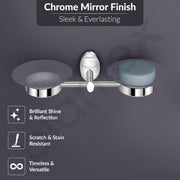 Plantex 304 Grade Stainless Steel Twin Soap Holder for Bathroom and Wash Basin/Soap Dish/Soap Holder/Bathroom Accessories - Oreva (Chrome)