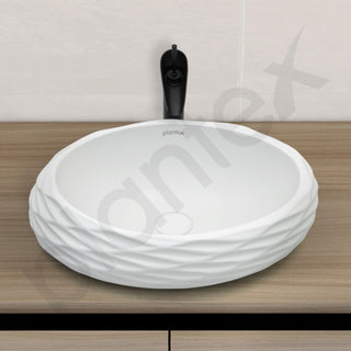 Plantex Table Top Wash Basin For Bathroom/Designer Ceramic Basin/Countertop Vessel Sink Basin - Indo-European Collection (EQTT-595, 23 x 15 x 7 Inch)