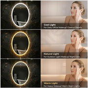 Plantex LED Bathroom Mirror with 3 Tone/Designer Mirror for Living Room/Bedroom/Dressing Room - Oval Shape (18 X 24 Inch)