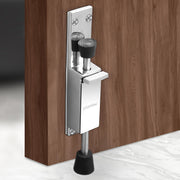 Plantex Kickdown Door Stoper Spring Loaded Telescopic Step On/Off Door Stopper Rubber, Adjustable Heavy Duty Door Locks Holder Stop/Release by Foot - (Chrome)