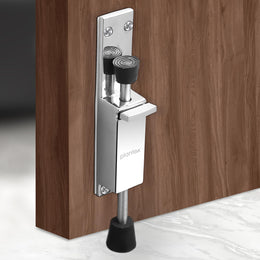 Plantex Kickdown Door Stopper Spring Loaded Telescopic Step On/Off Door Stops Rubber, Adjustable Heavy Duty Door Locks Holder Stop/Release by Foot/Door Stops - (Chrome)
