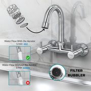 Plantex Pure Brass Sink Mixer Tap Hot and Cold with 360Ãƒâ€šÃ‚Â°Swivel Spout/Mixer Tap for Kitchen Sink with Brass Wall Flange and Teflon Tape/Kitchen Sink Tap-(Mirror-Chrome Finish)