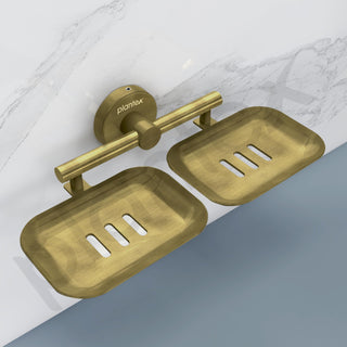 Plantex Galaxy 304 Grade Stainless Steel Rectangular Double Soap Holder for Bathroom/Soap Stand/Soap Holder/Soap Storage/Bathroom Accessories – (Brass Antique)