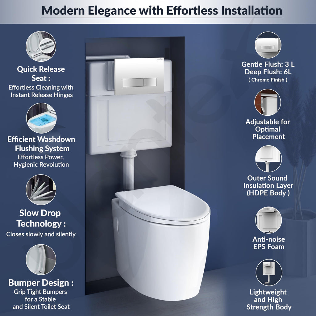 Plantex Polyethylene Wall Hung Commode for Toilet with Conceal Flush ...
