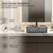 Plantex Table Top Wash Basin For Bathroom/Designer Ceramic Basin/Countertop Vessel Sink Basin - Indo-European Collection (EQTT-222, 19 x 15 x 5.5 Inch)