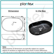 Plantex Ceramic Black Washbasin/Oval Tabletop Hand Wash Basin for Bathroom/Designer Washbasin Sink for Home/Office (22x13.5x6 Inch - Marble Finish)