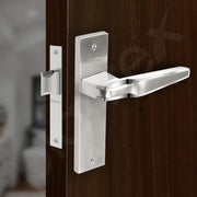 Plantex Heavy Duty Door Lock ÃƒÂ¢Ã¢â€šÂ¬Ã¢â‚¬Å“ Bathroom Door Lock/Mortise 8inch Keyless Plate Handle Set for Home/Bathroom/Store Room/Balcony/Office with Baby Latch (8064, Steel Satin and Chrome)
