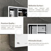 Plantex Premium Bathroom Cabinet with Mirror/ 304 Stainless Steel Bathroom Organiser with Mirror/Bathroom Shelf for Wall with Mirror/Bathroom Accessories(10x16 Inch-Chrome)