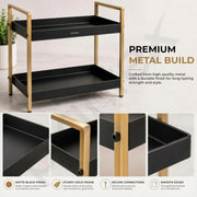 Plantex 2-Tier Standing Spice Rack/Bathroom Countertop Storage Shelf Organizer/Kitchen Storage Rack/Multipurpose Stand - Black (16 X 8 X 12 Inch)