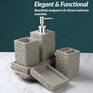 Plantex Polyresin Bathroom Accessories Set Soap Dispenser/Toothbrush Holder/Bathroom Tray/Tumbler Holder/Soap Dish - 5 Piece(923)