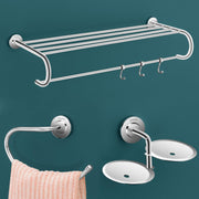 Plantex 304 Grade Stainless Steel Bathroom Accessories Set of 3 - Towel Stand/Napking Hanger/Dual Soap Holder for Bathroom - Daizy (Chrome)
